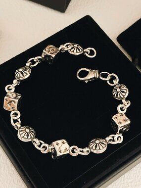 Chrome Hearts Dice-Shaped Sterling Silver Bracelet